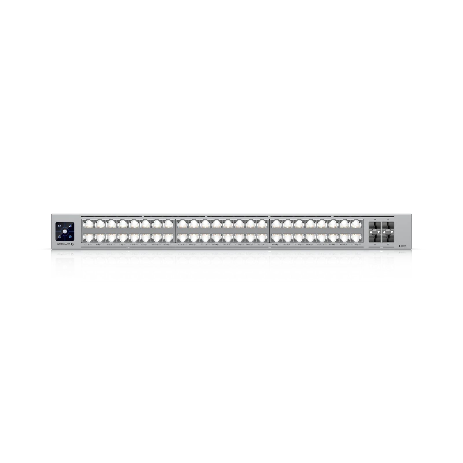 Frontale: 48 porte RJ45 e 4 SFP28
